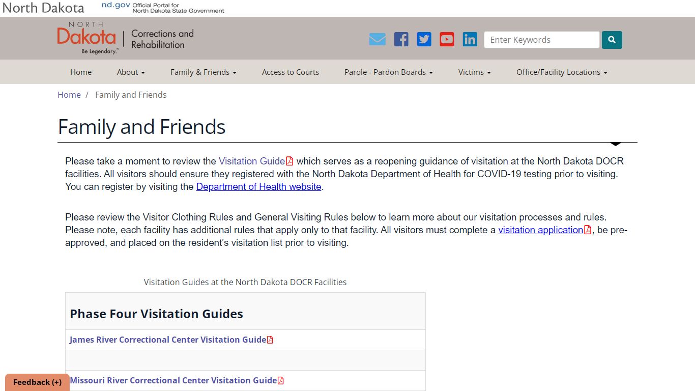 Family and Friends | North Dakota Department of ...
